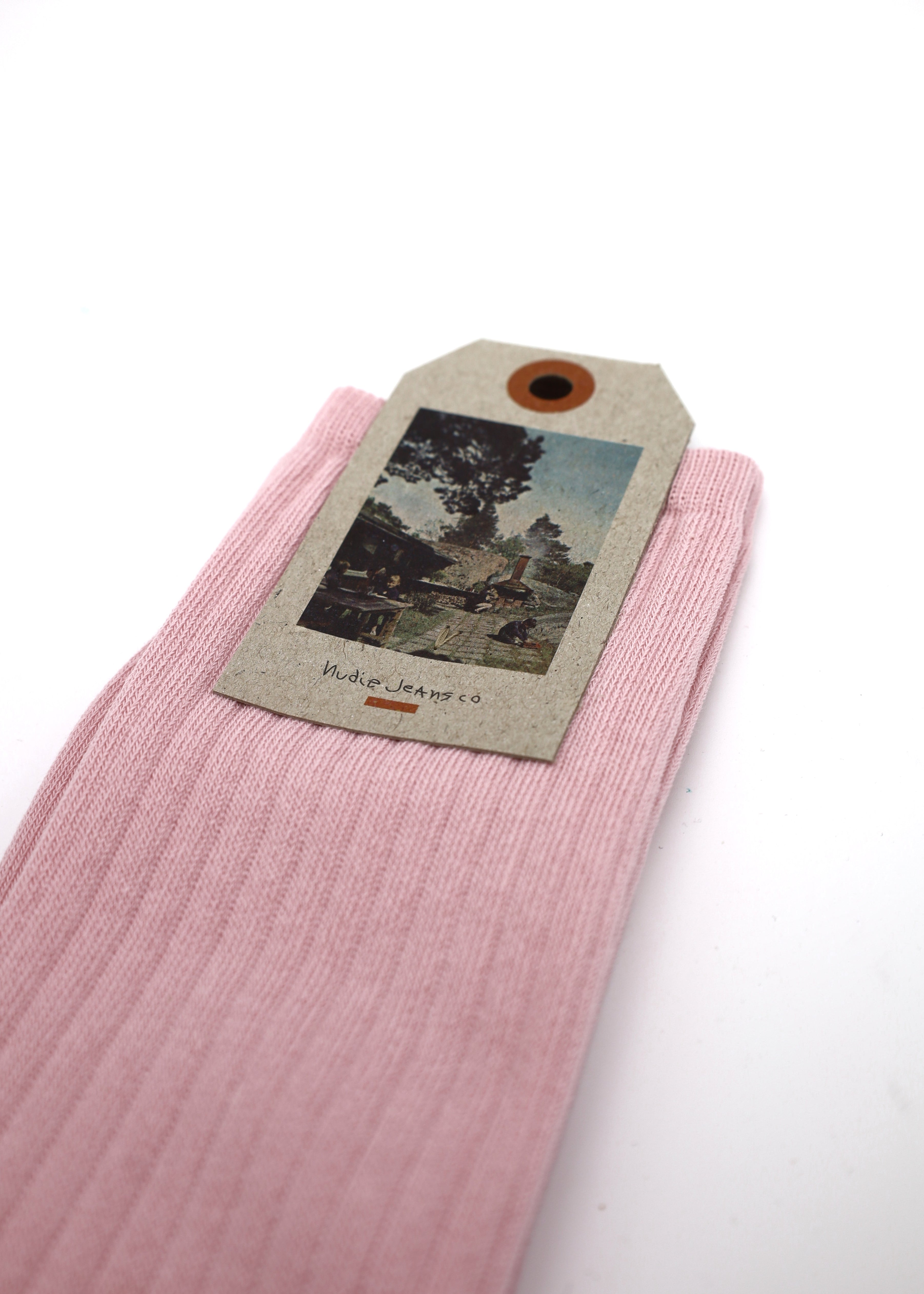 W' Cotton Ribbed Socks Pink