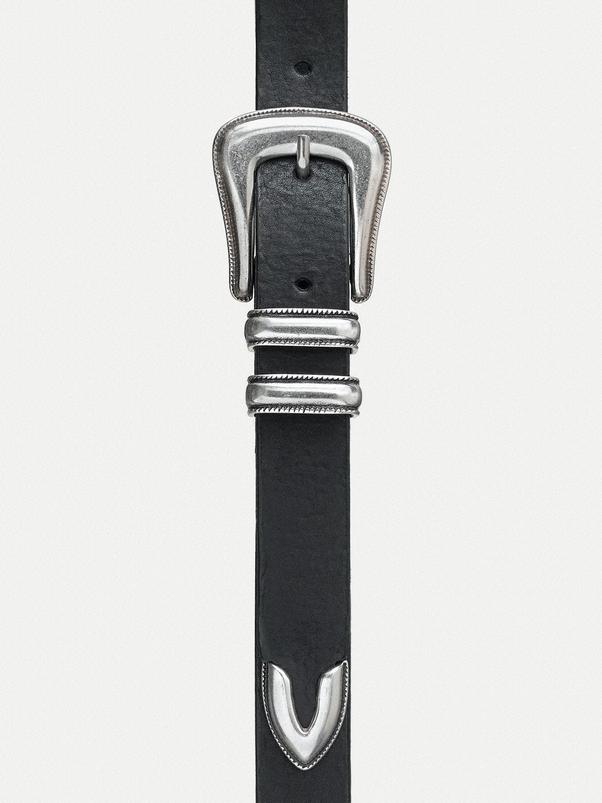 Western Silver Belt Black
