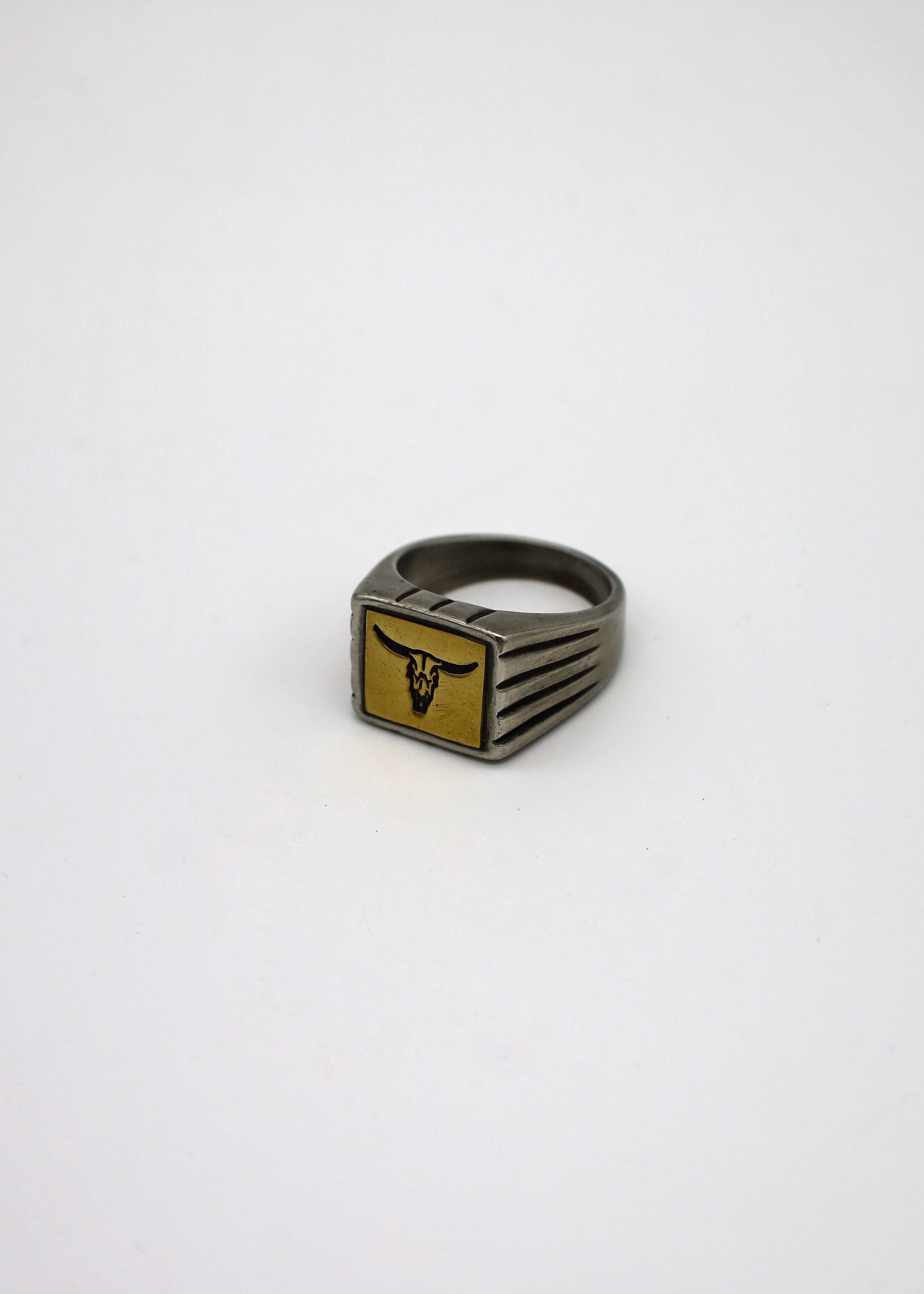 Long Horn Skull Ring B90