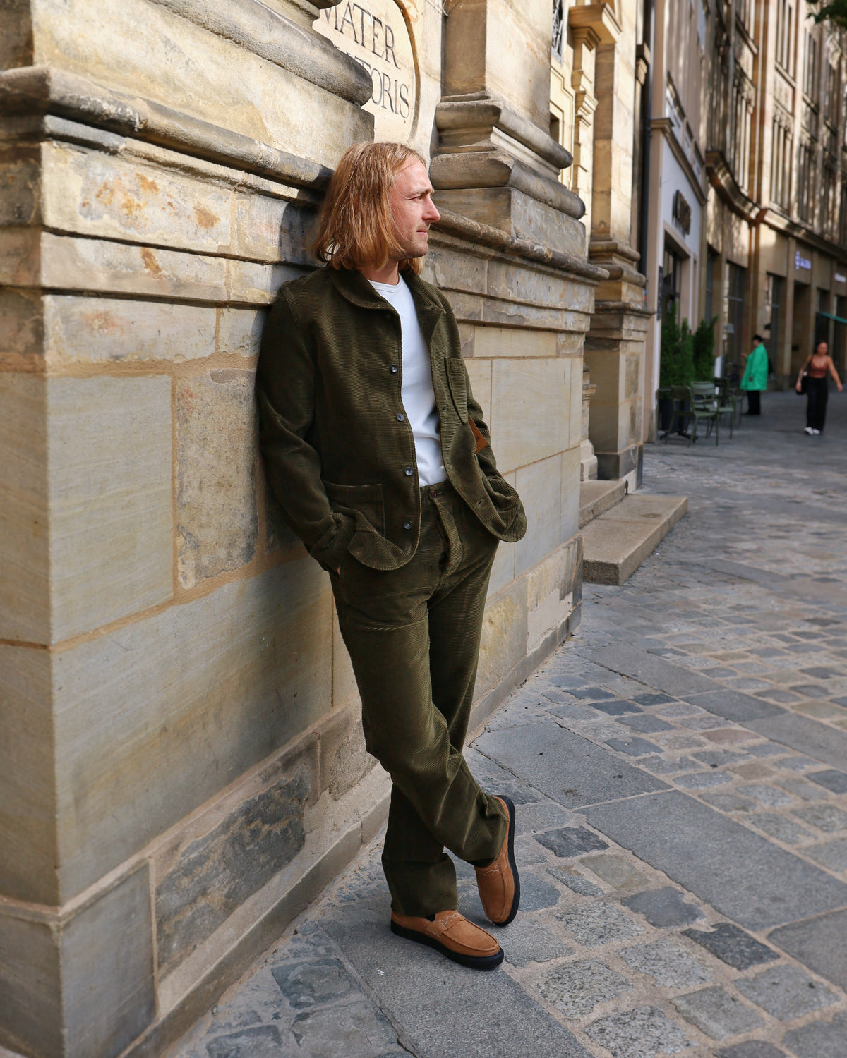 Shawl Collar Kindermann - olive