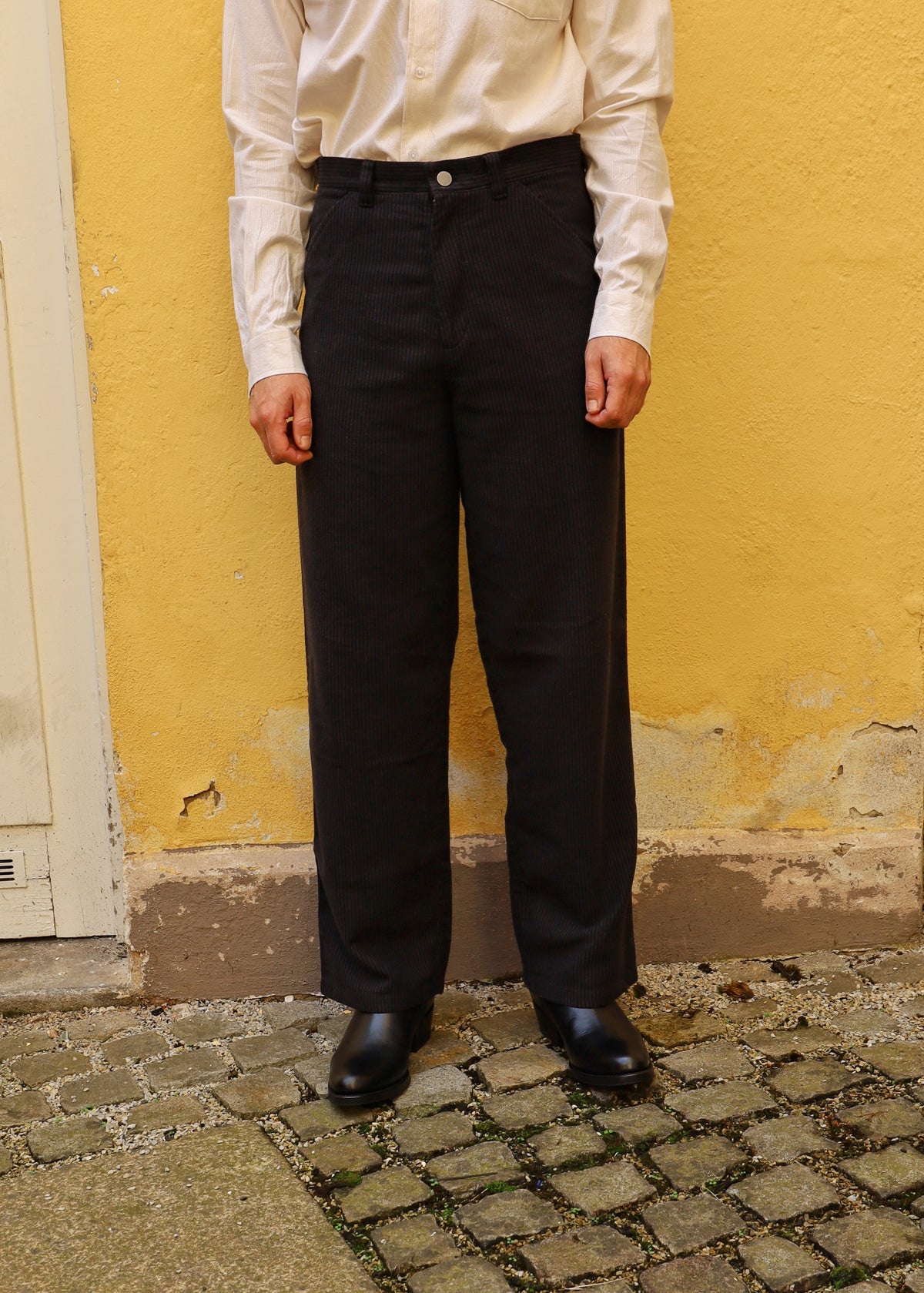 CARLO Flannel - striped charcoal