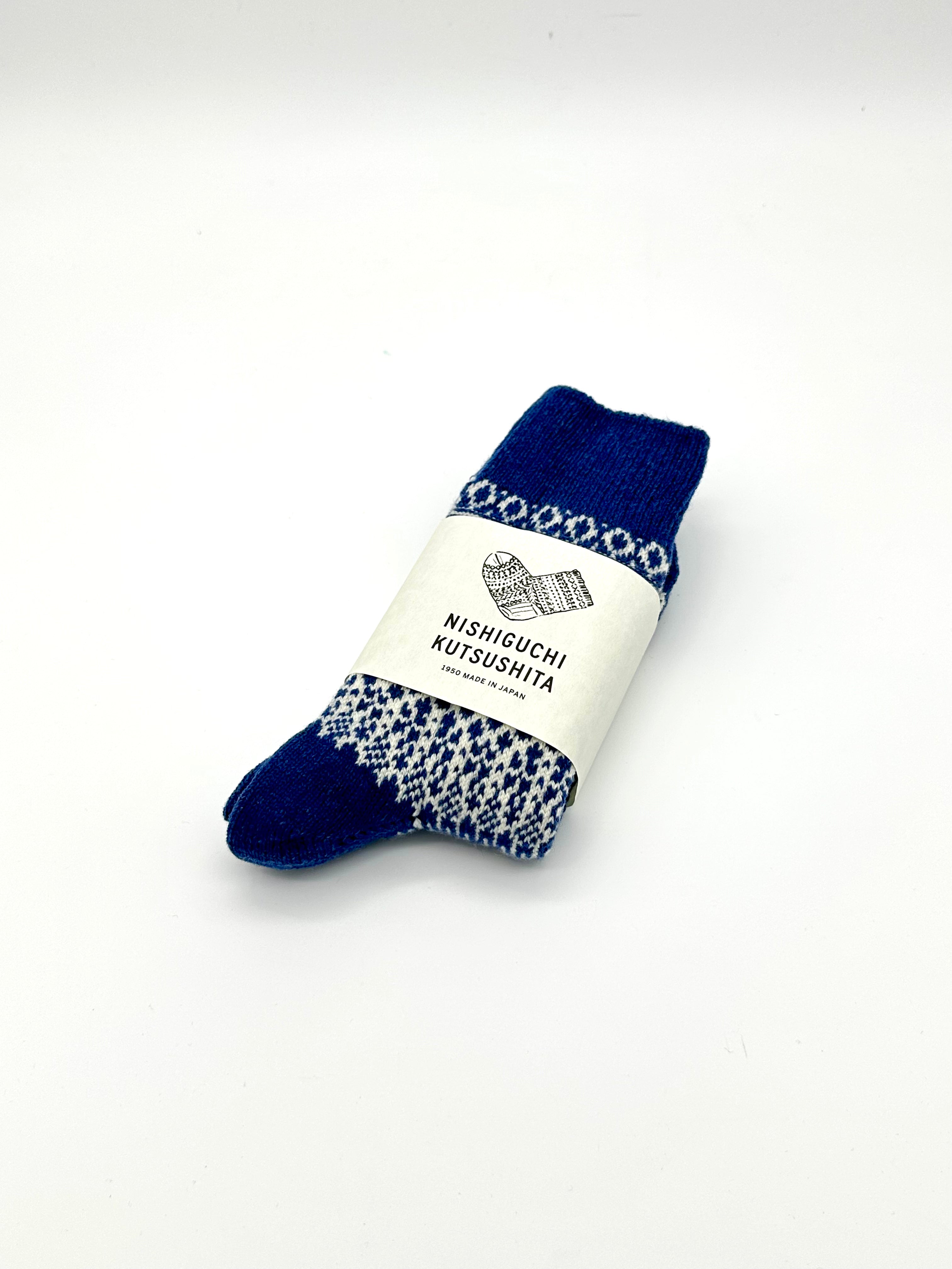 Wool Jacquard Socks - Seagulls Blue