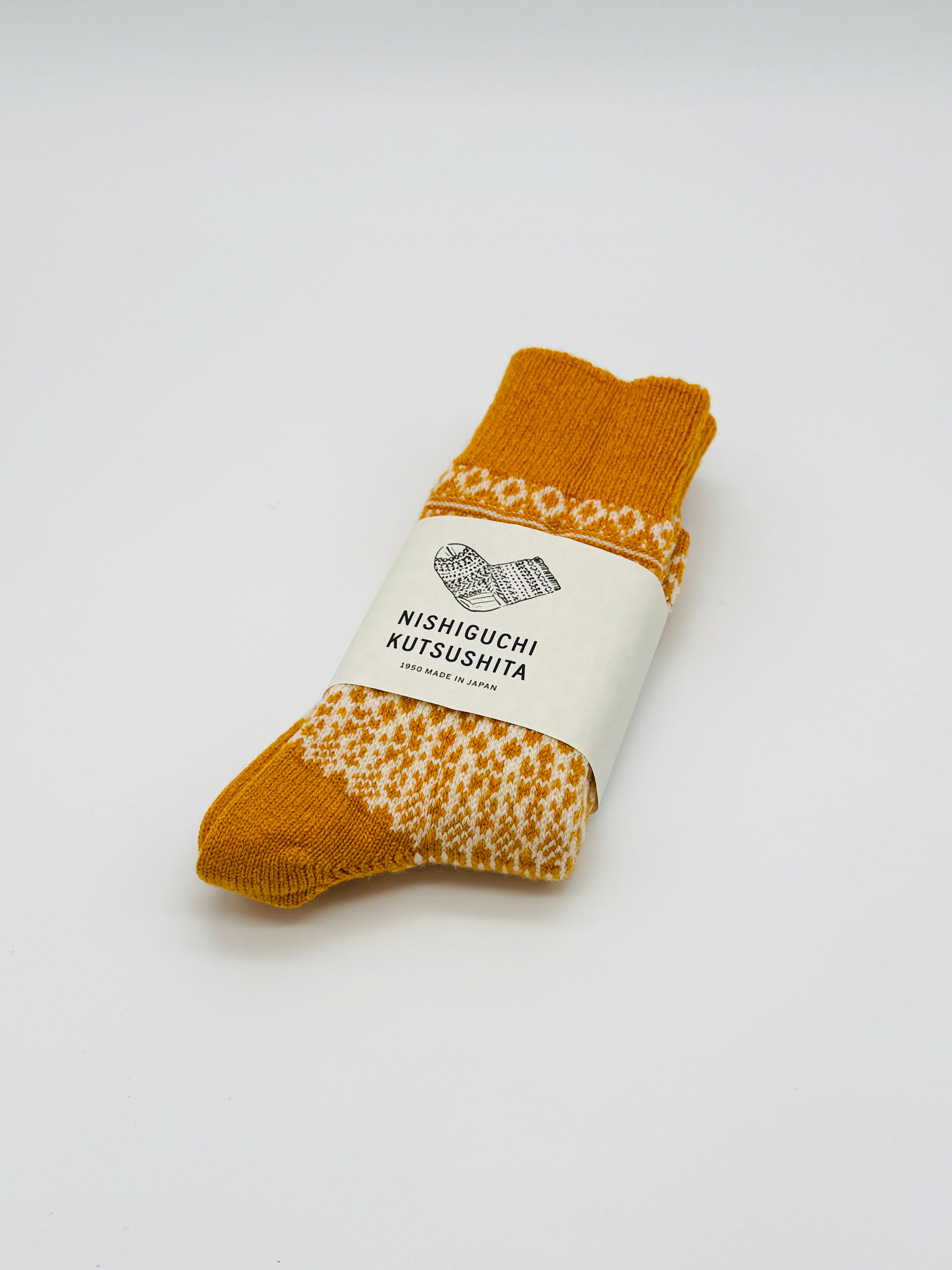 Wool Jacquard Socks Lantern Orange