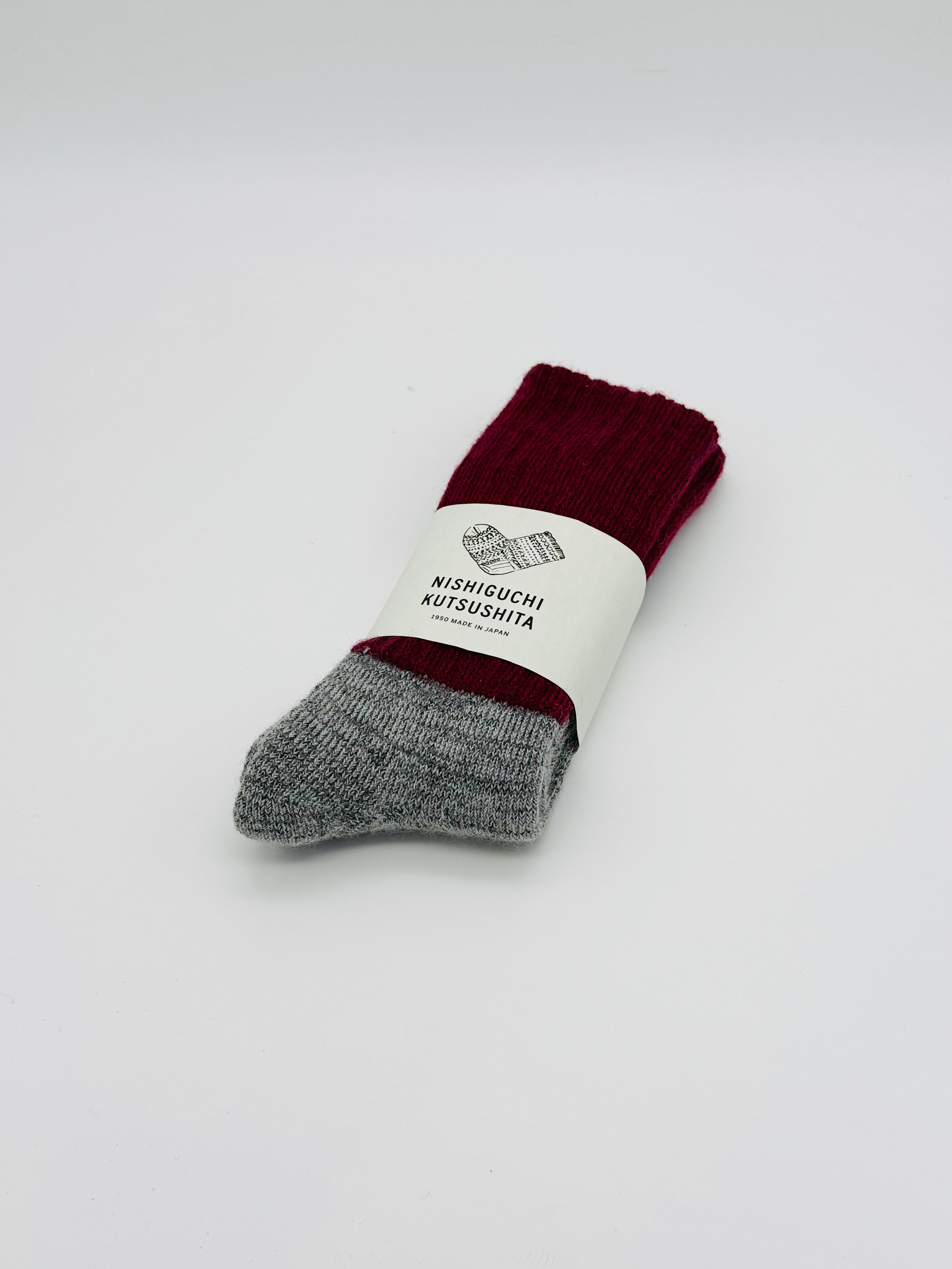 Mohair Wool Pile Socks Bordeaux