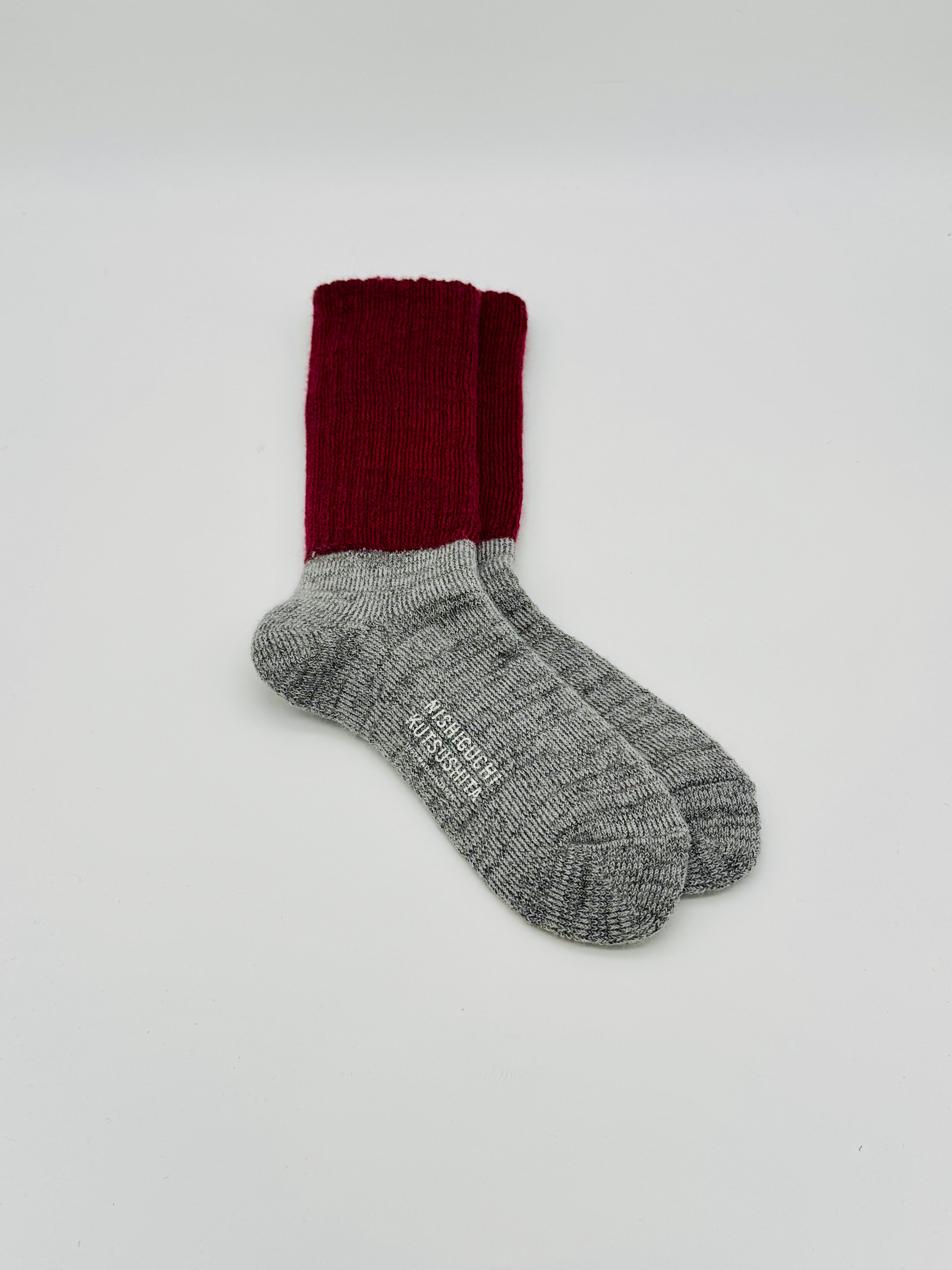 Mohair Wool Pile Socks Bordeaux