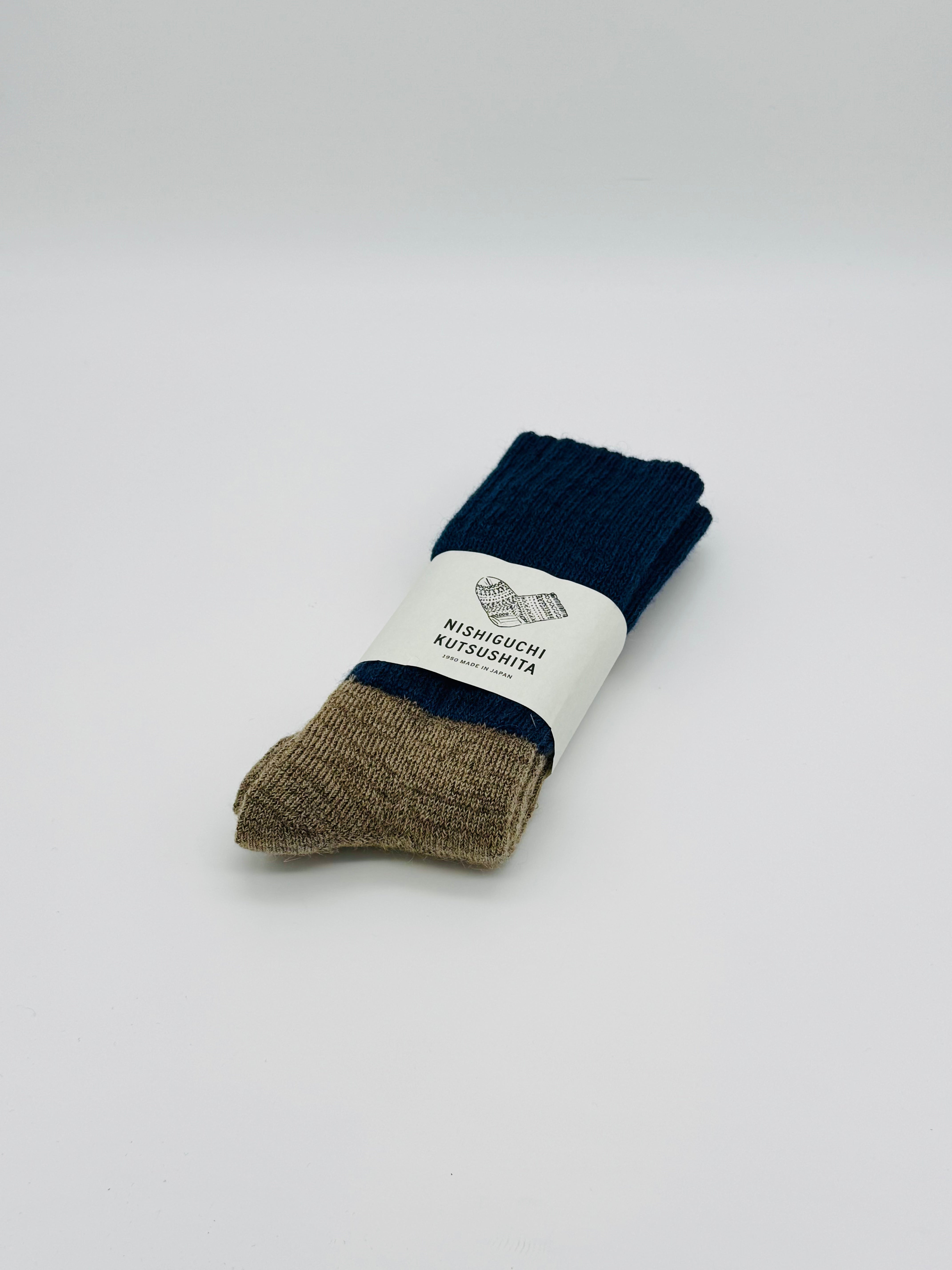 Mohair Wool Pile Socks Navy