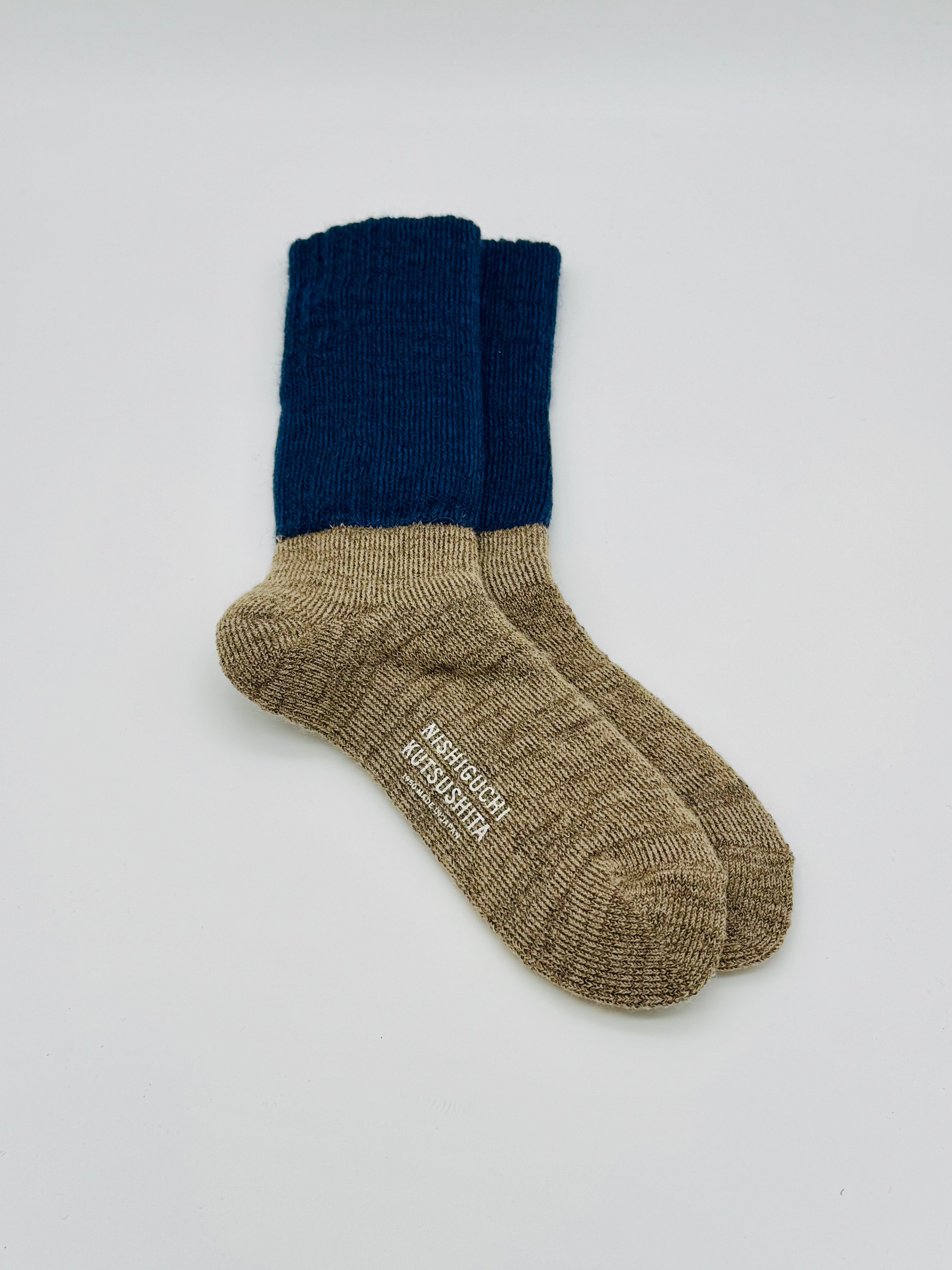 Mohair Wool Pile Socks Navy