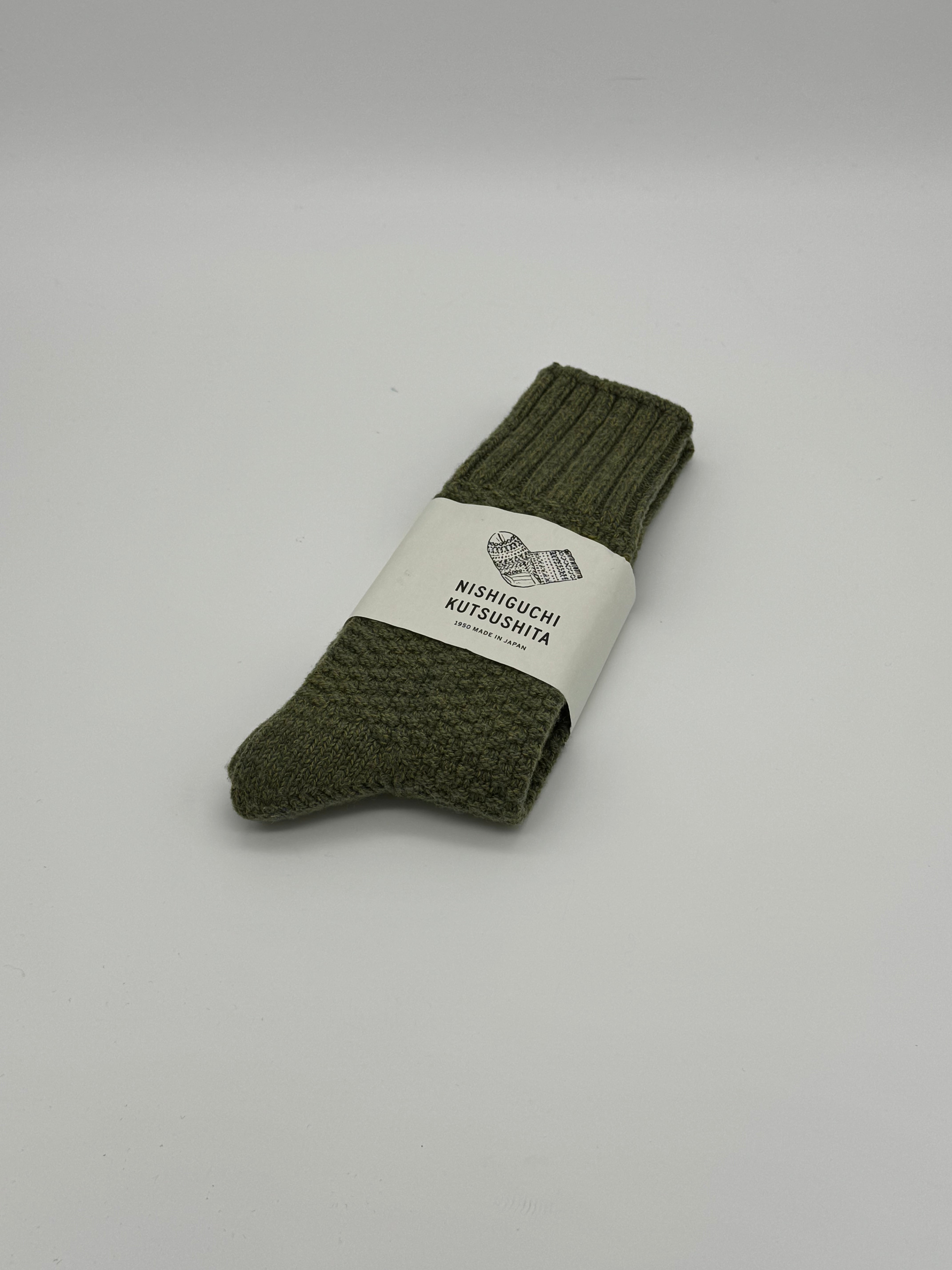 Wool Cotton Boot Socks Moss Green