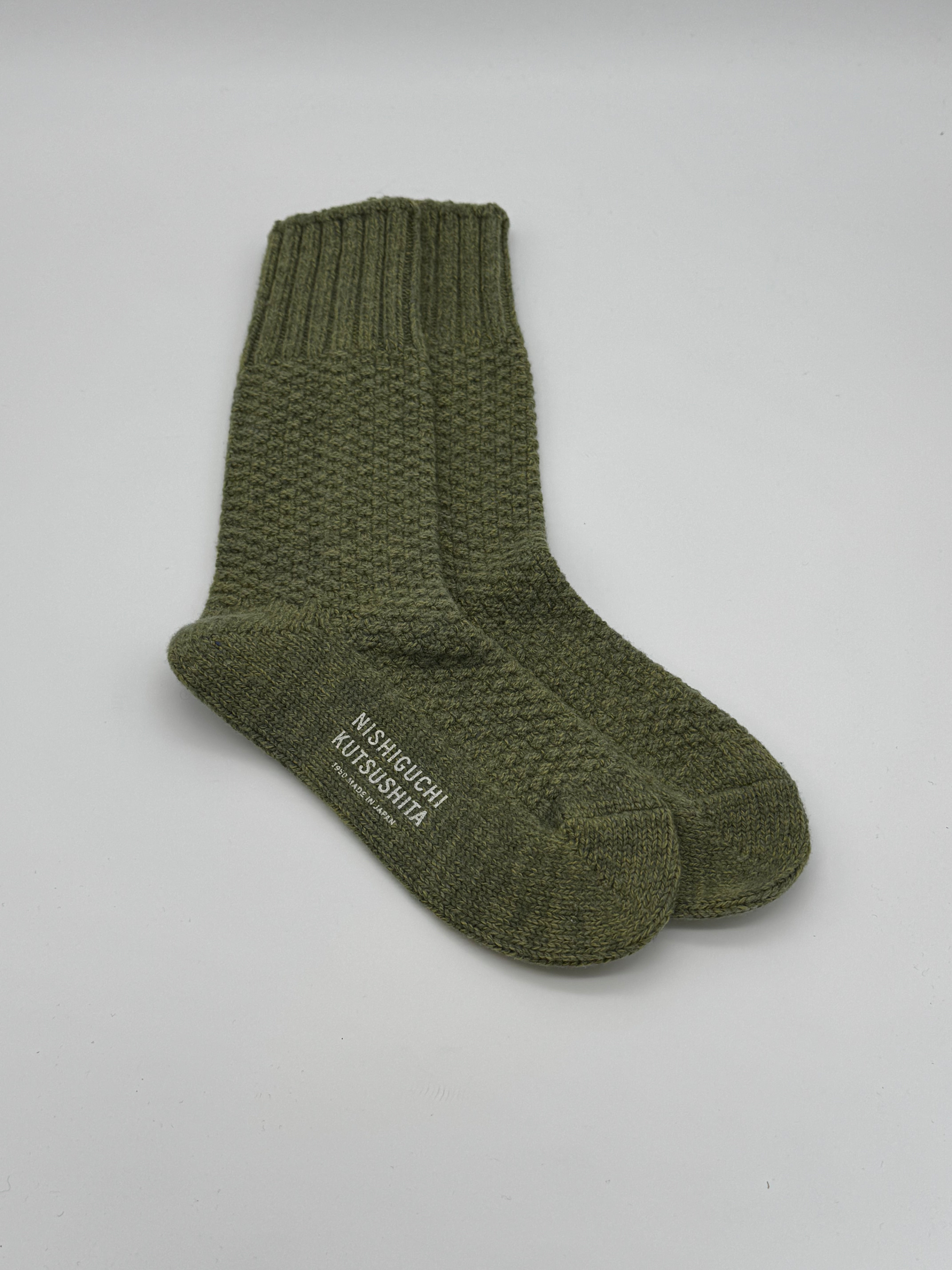 Wool Cotton Boot Socks Moss Green