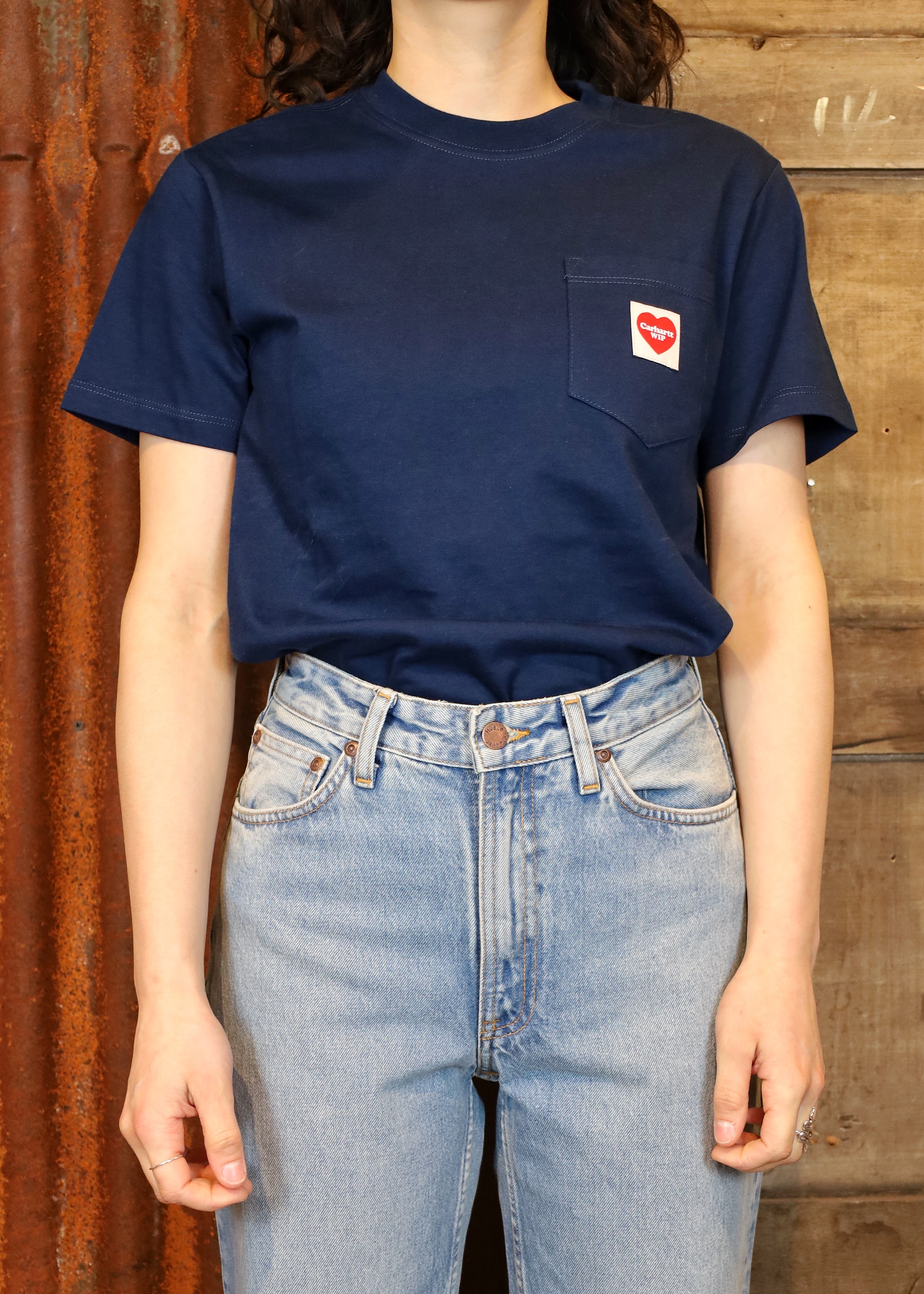 W‘ S/S Pocket Heart Tee Ink/Red